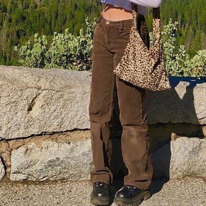 Brown Low Rise Brown Corduroy Pants
