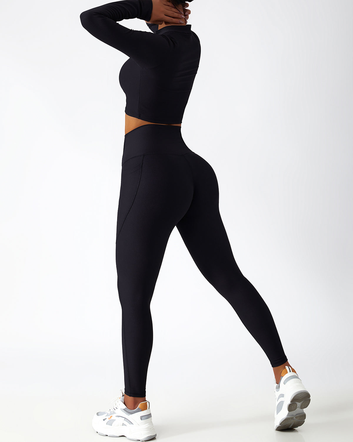 Leggings senza cuciture Riley con tasche - Nero