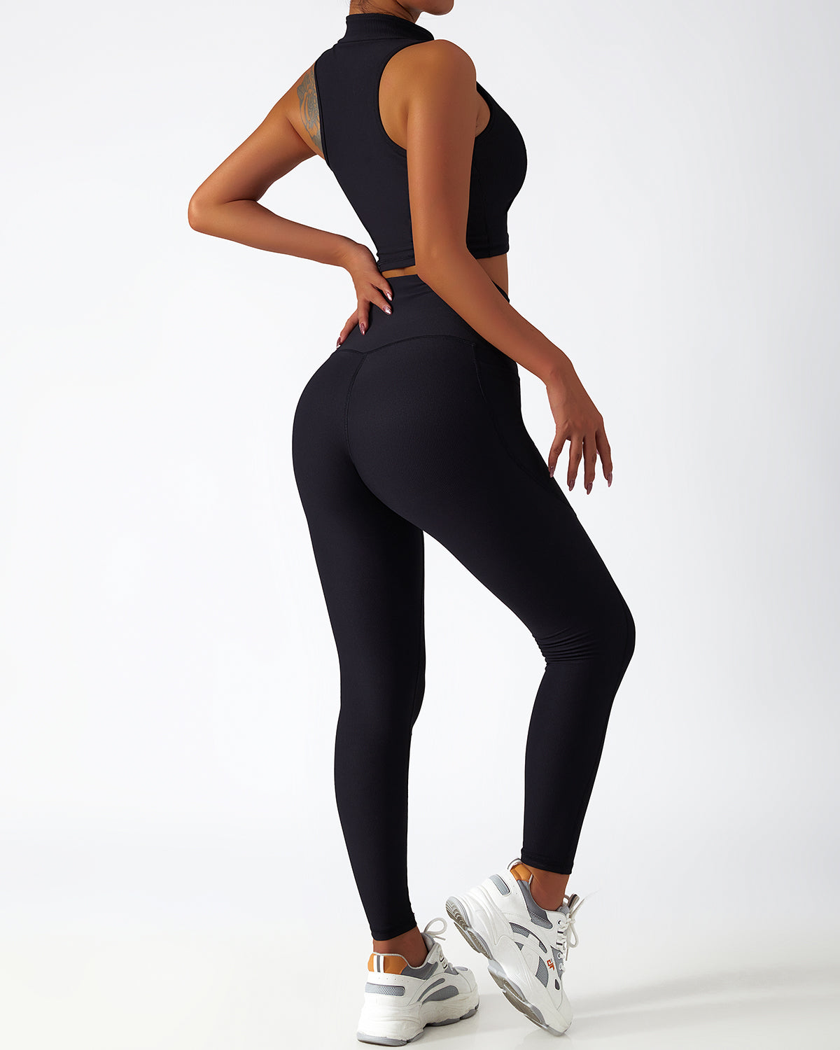 Leggings senza cuciture Riley con tasche - Nero