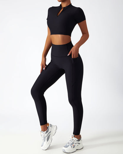 Leggings senza cuciture Riley con tasche - Nero