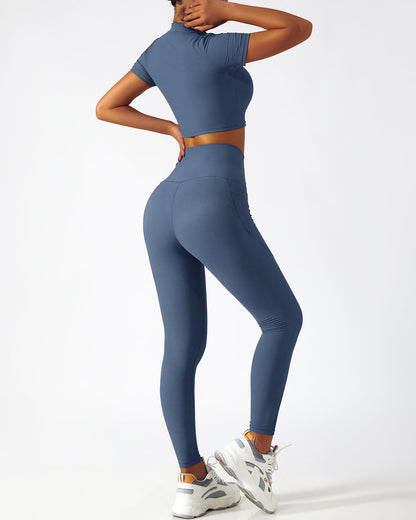 Leggings senza cuciture Riley con tasche - Blu