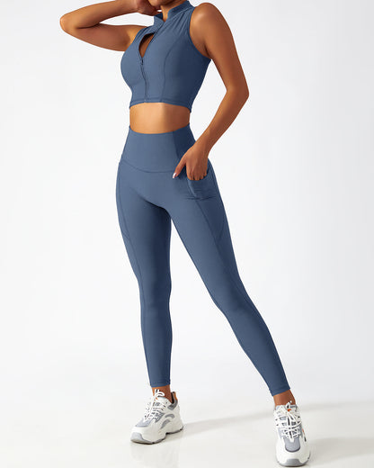 Leggings senza cuciture Riley con tasche - Blu