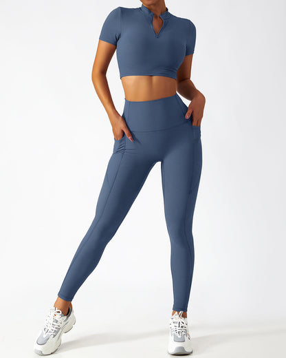 Leggings senza cuciture Riley con tasche - Blu