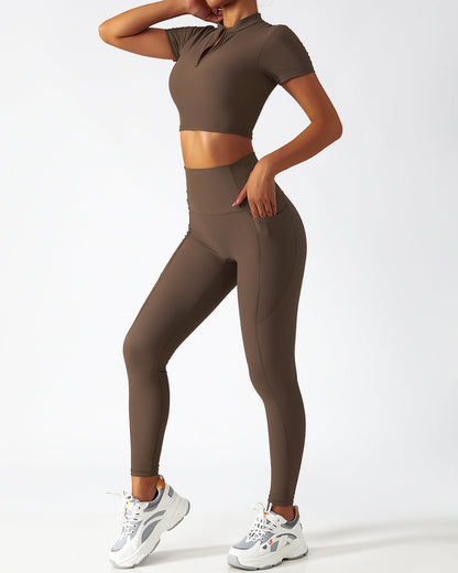 Leggings senza cuciture Riley con tasche - Marrone
