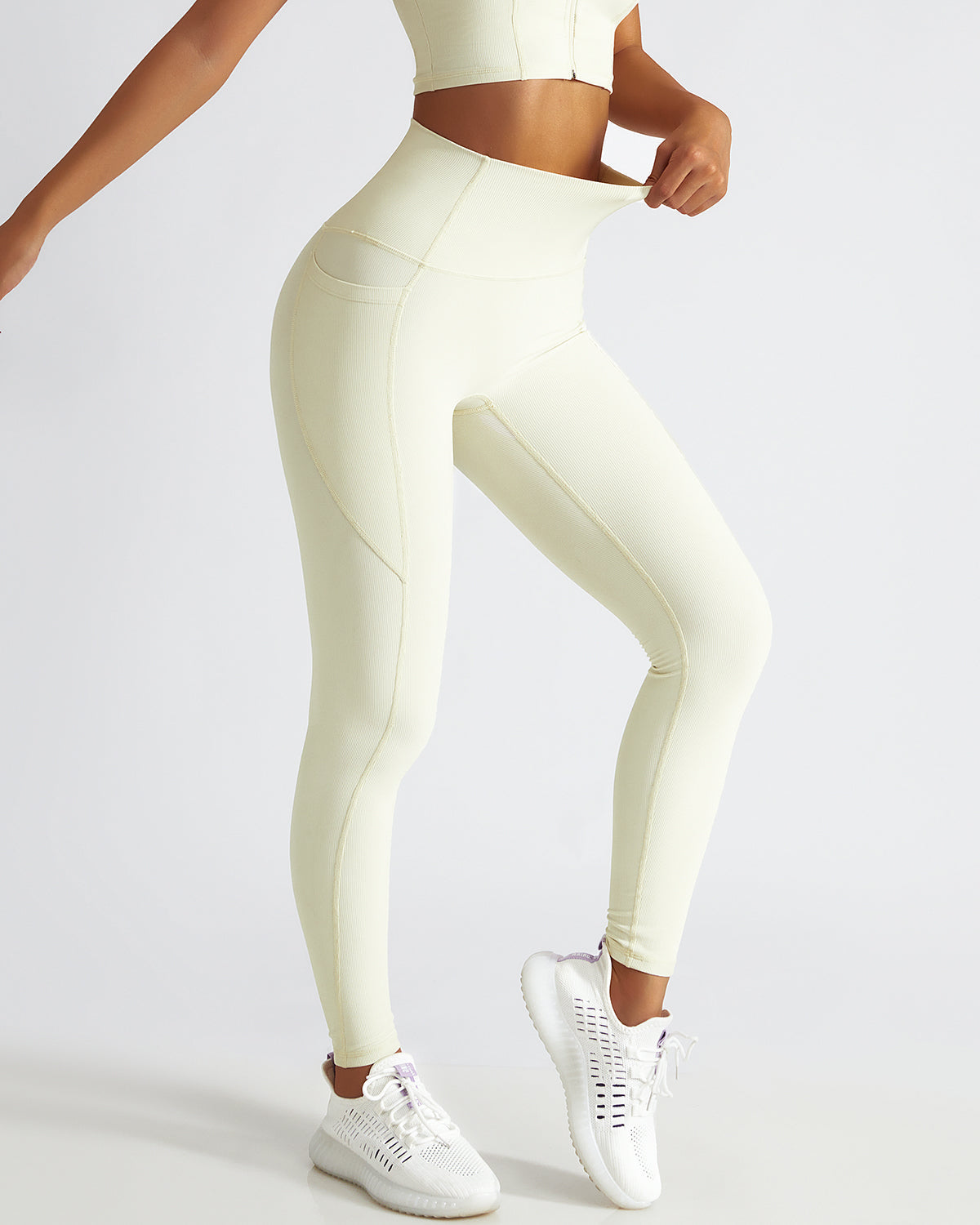 Leggings senza cuciture Riley con tasche - Bianco