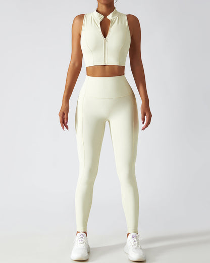 Leggings senza cuciture Riley con tasche - Bianco
