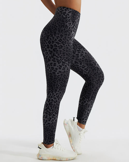 Leggings senza cuciture Sahara Leopard - Nero