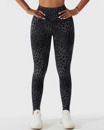 Leggings senza cuciture Sahara Leopard - Nero