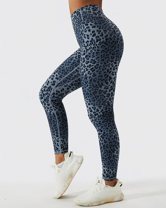 Leggings senza cuciture Sahara Leopard - Blu