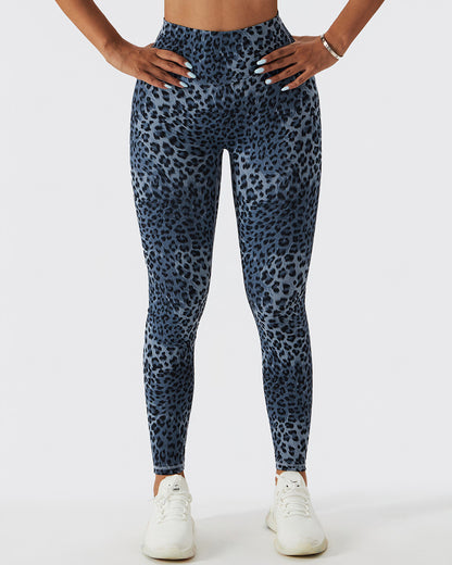Leggings senza cuciture Sahara Leopard - Blu