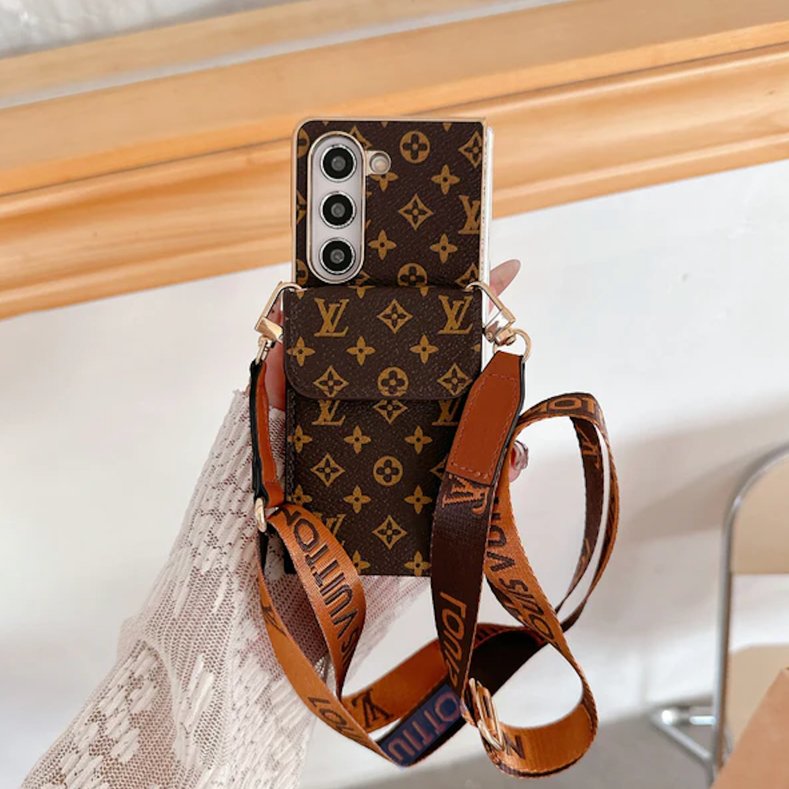 Braune Halterung Lanyard Galaxy Case für Samsung 