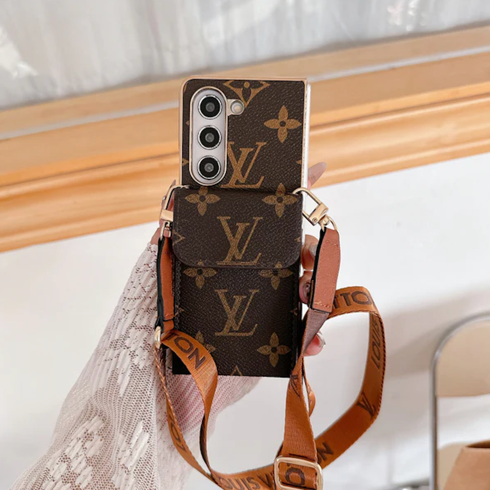 Braune Halterung Lanyard Galaxy Case für Samsung 
