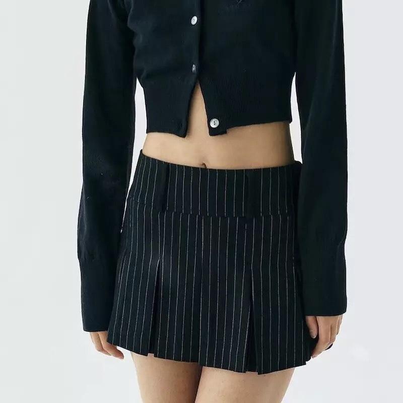 Y2K Mini Pinstripe Black Skirt