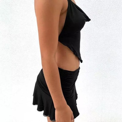 Y2K Ruched Low Rise Skirt In Black