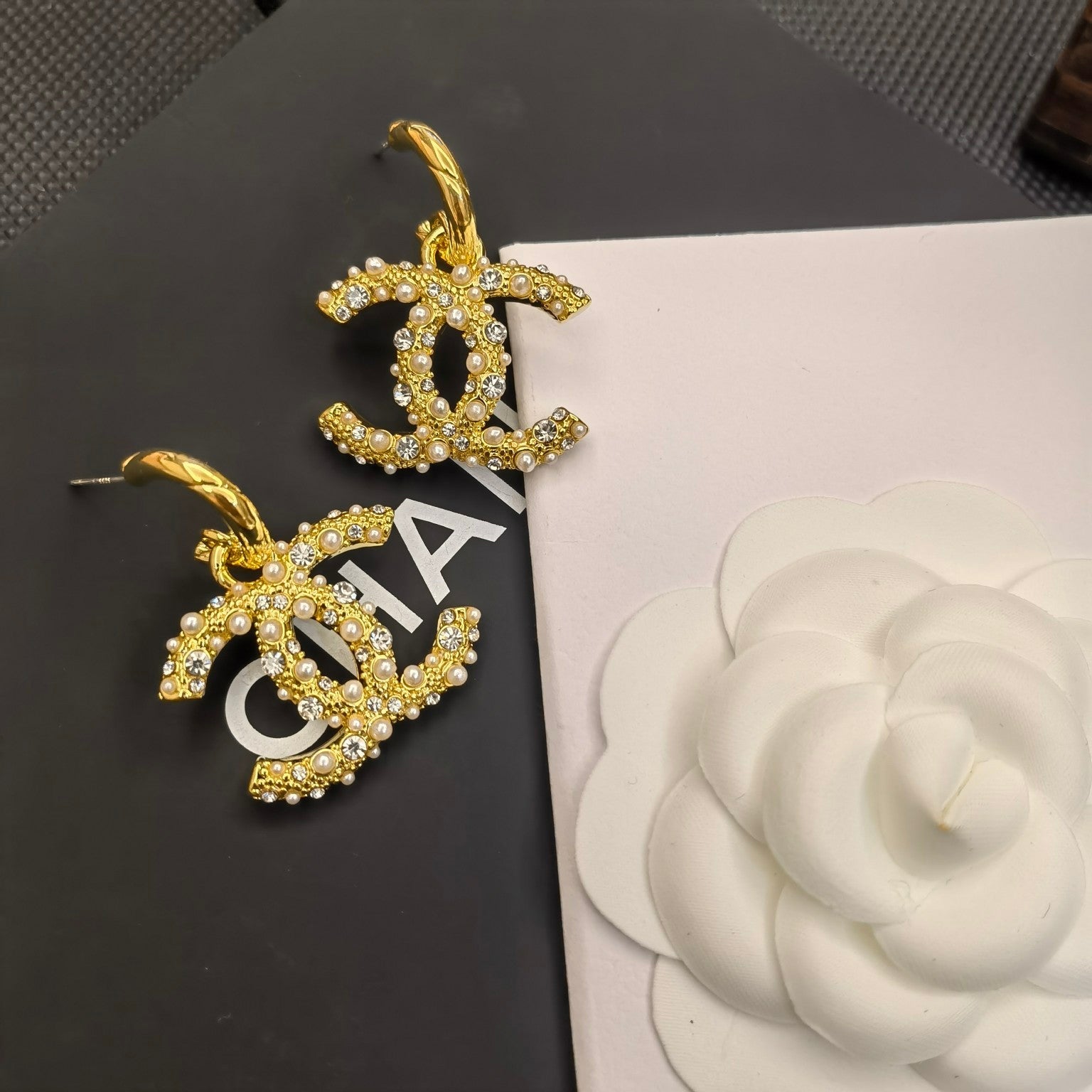 Golden Pearl Diamond Earrings