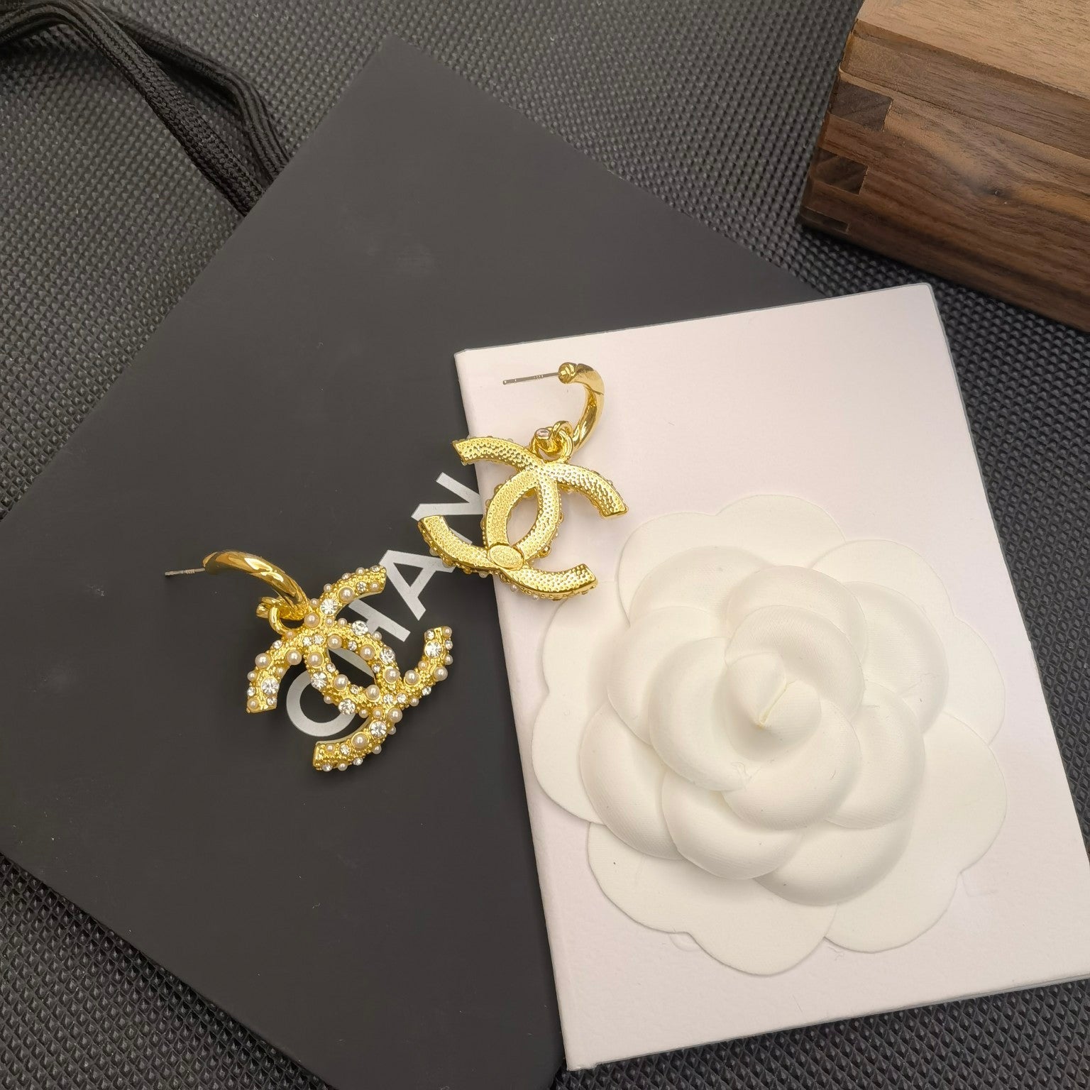 Golden Pearl Diamond Earrings