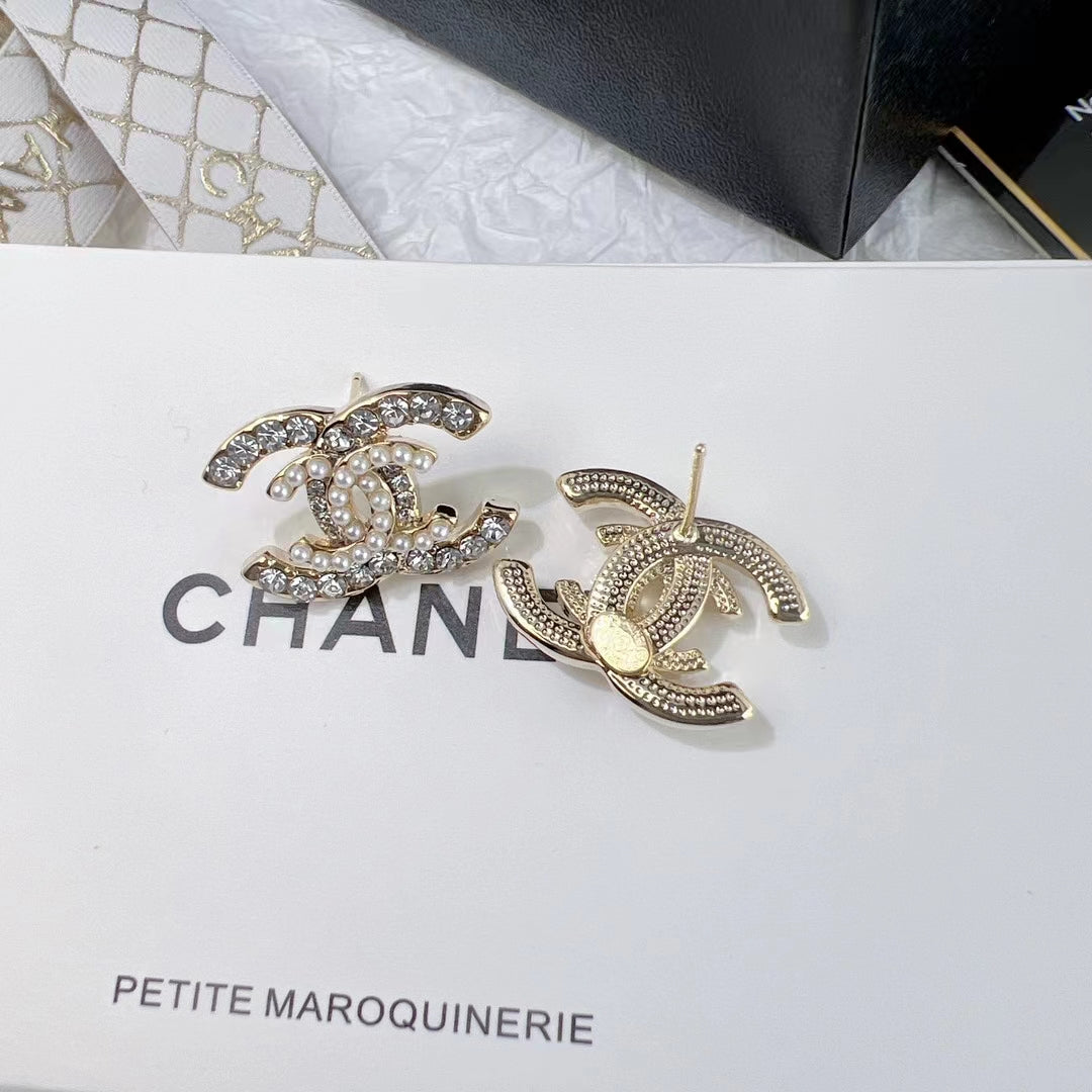 Orecchini di perle di cristallo a doppio strato alla moda