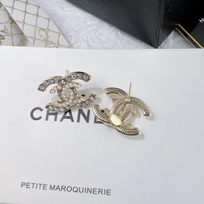 Orecchini di perle di cristallo a doppio strato alla moda