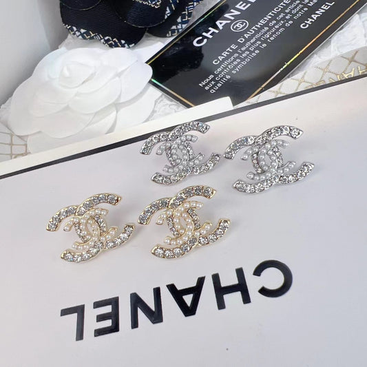 Orecchini di perle di cristallo a doppio strato alla moda