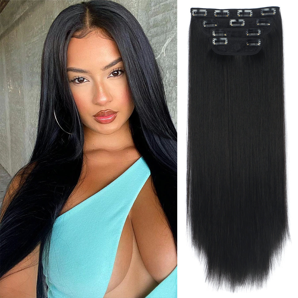 Long Straight Clip in Hair Extensions (4PCS)