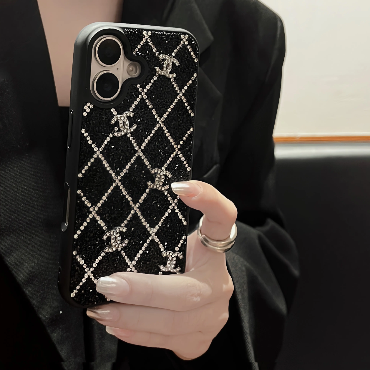 Custodia per telefono con strass e diamanti per iPhone