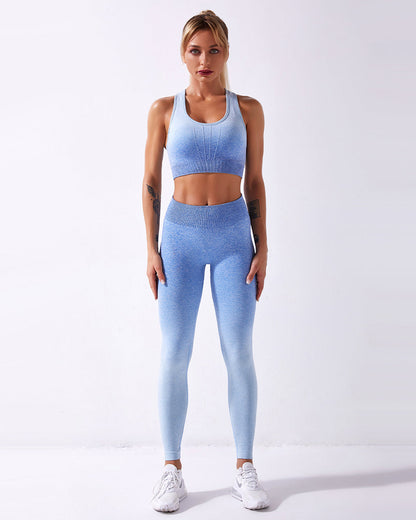 Leggings senza cuciture Calico Ombre - Blu