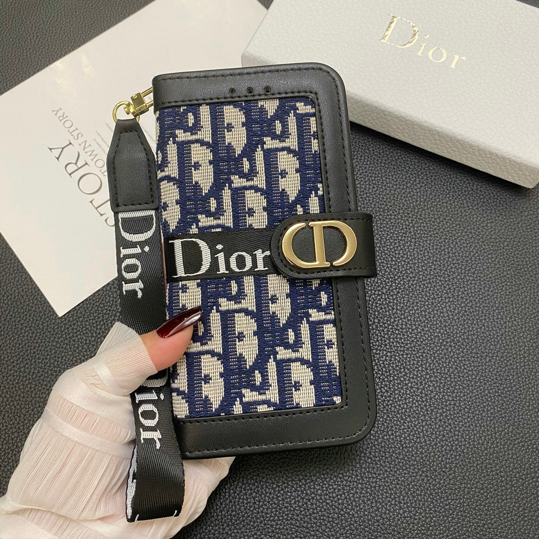 Custodia in pelle con chiusura a scatto per Samsung Galaxy 