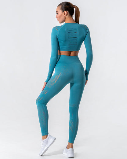 Leggings senza cuciture Gracey Hollow Out - Blu