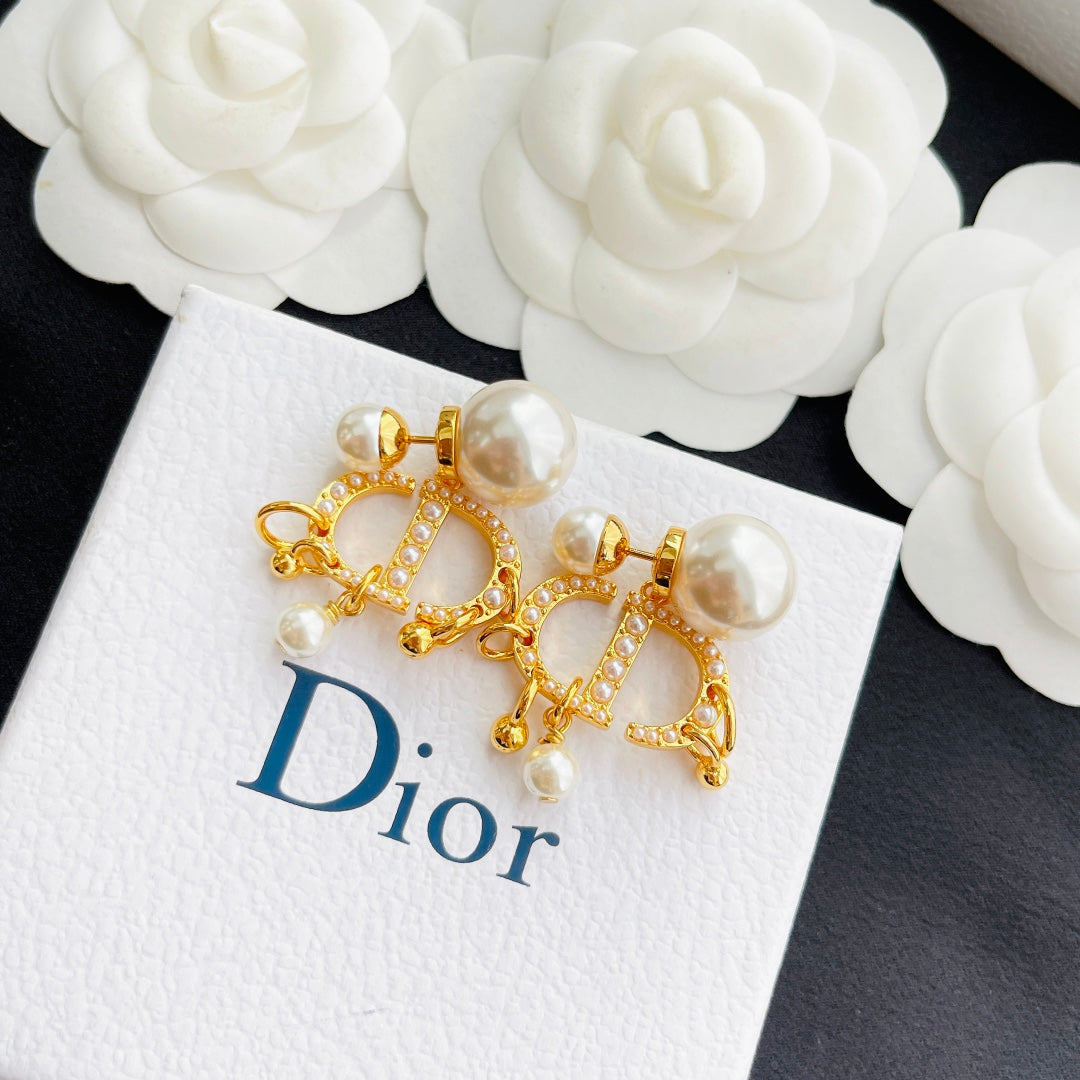 Pearl Metal Drop Earrings
