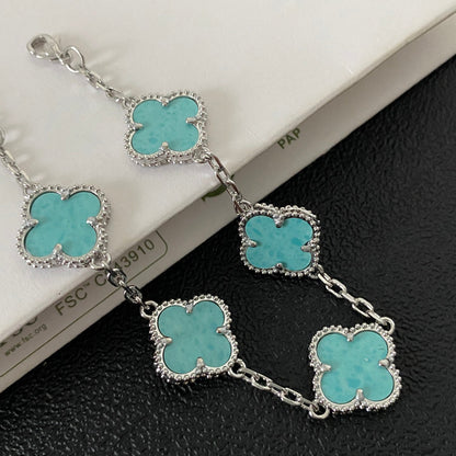 Bracciale turchese a quadrifoglio