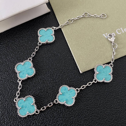 Bracciale turchese a quadrifoglio