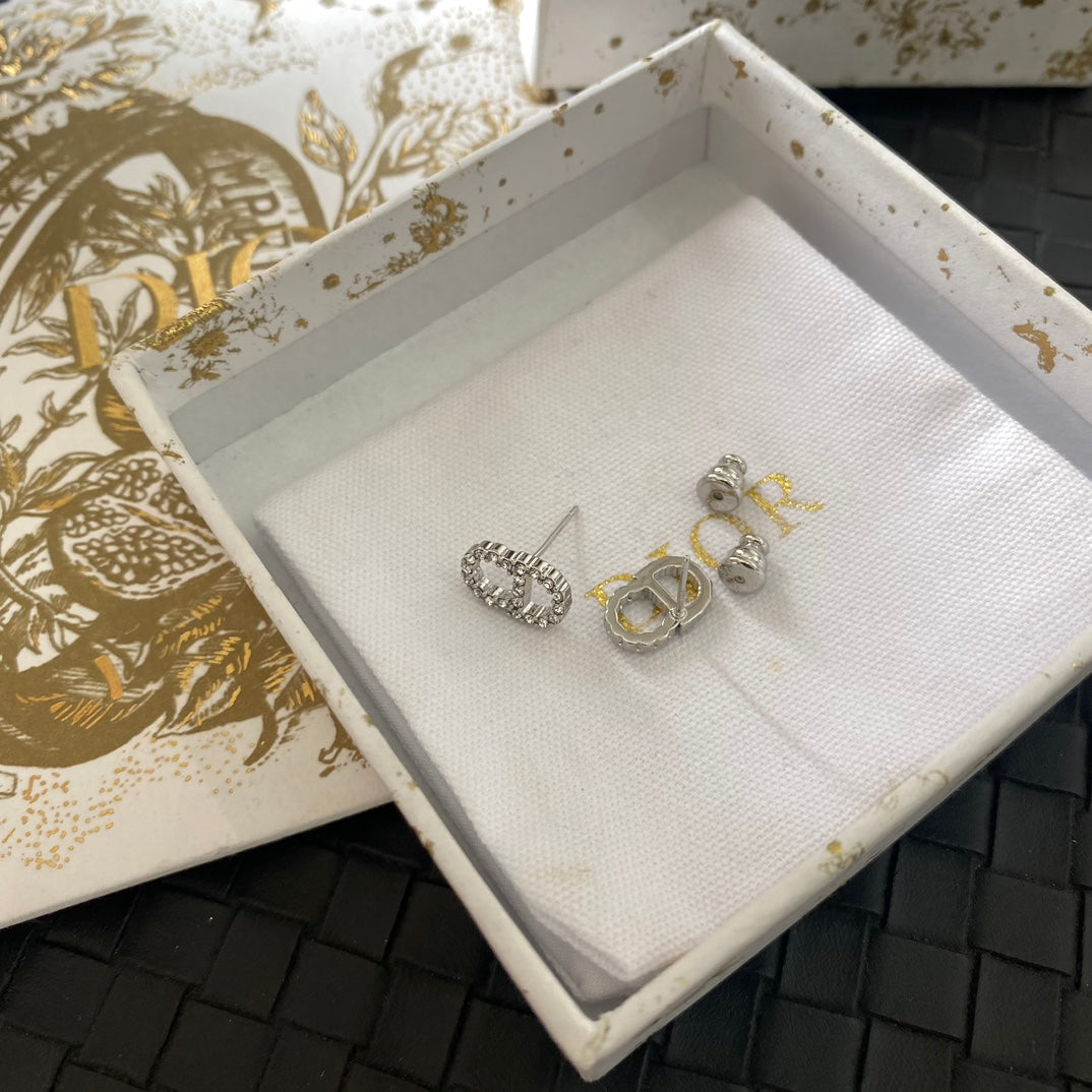 Mini orecchini a bottone con strass temperamento