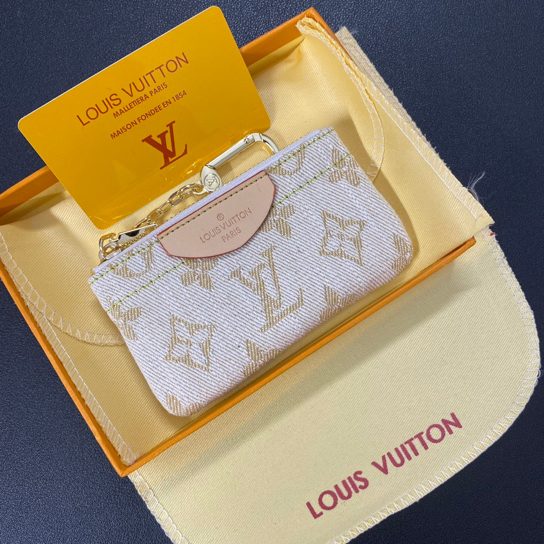 Luxury Denim Embroidered Card Holder