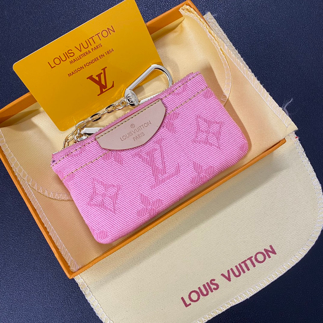 Luxury Denim Embroidered Card Holder