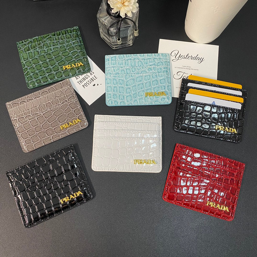 Patent Leather Crocodile Card Holder