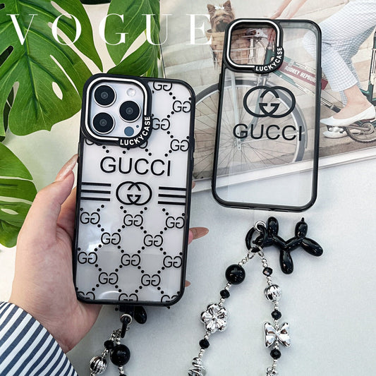 Custodia per telefono con bracciale in rilievo nero per iPhone