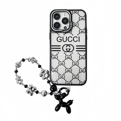 Custodia per telefono con bracciale in rilievo nero per iPhone