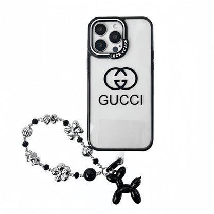 Custodia per telefono con bracciale in rilievo nero per iPhone