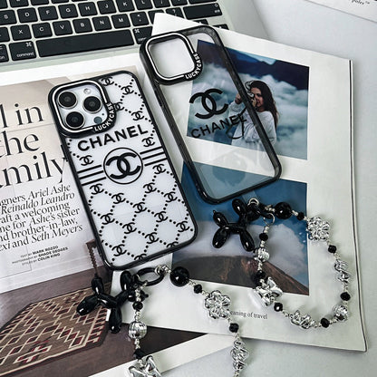 Custodia con bracciale in perline d'argento in rilievo per iPhone