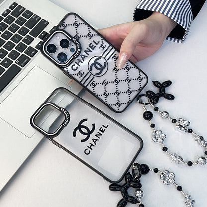 Custodia con bracciale in perline d'argento in rilievo per iPhone