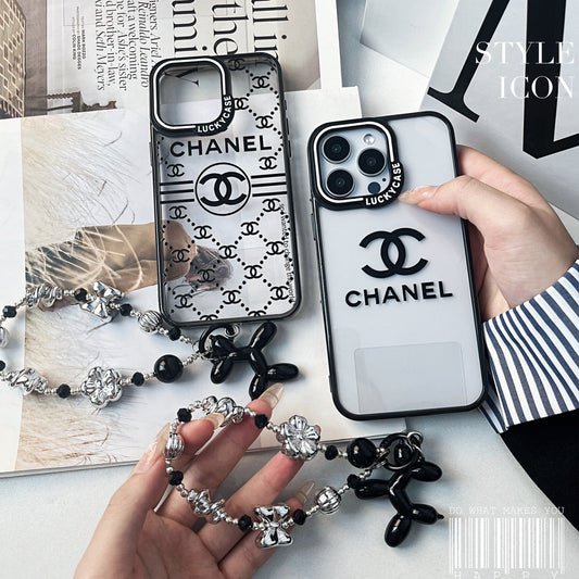 Custodia con bracciale in perline d'argento in rilievo per iPhone