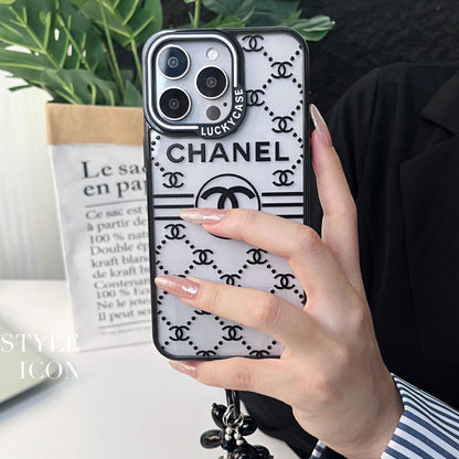 Custodia con bracciale in perline d'argento in rilievo per iPhone