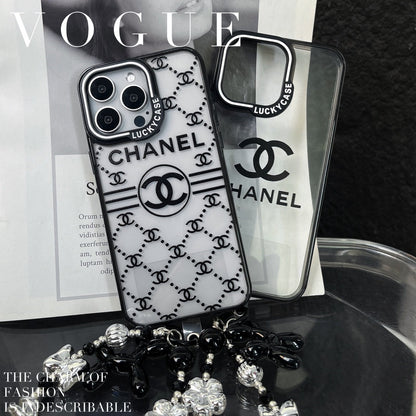 Custodia con bracciale in perline d'argento in rilievo per iPhone
