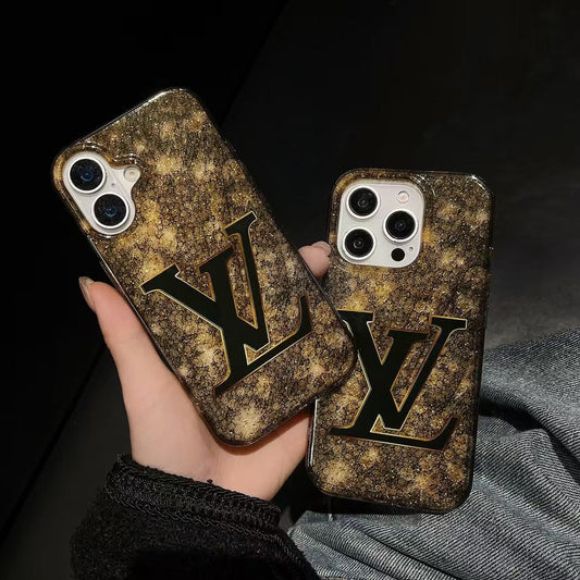 Custodia per telefono con lamina d'oro glitterata per iPhone