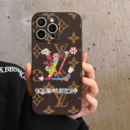 Custodia per iPhone con motivo a girasole in rilievo