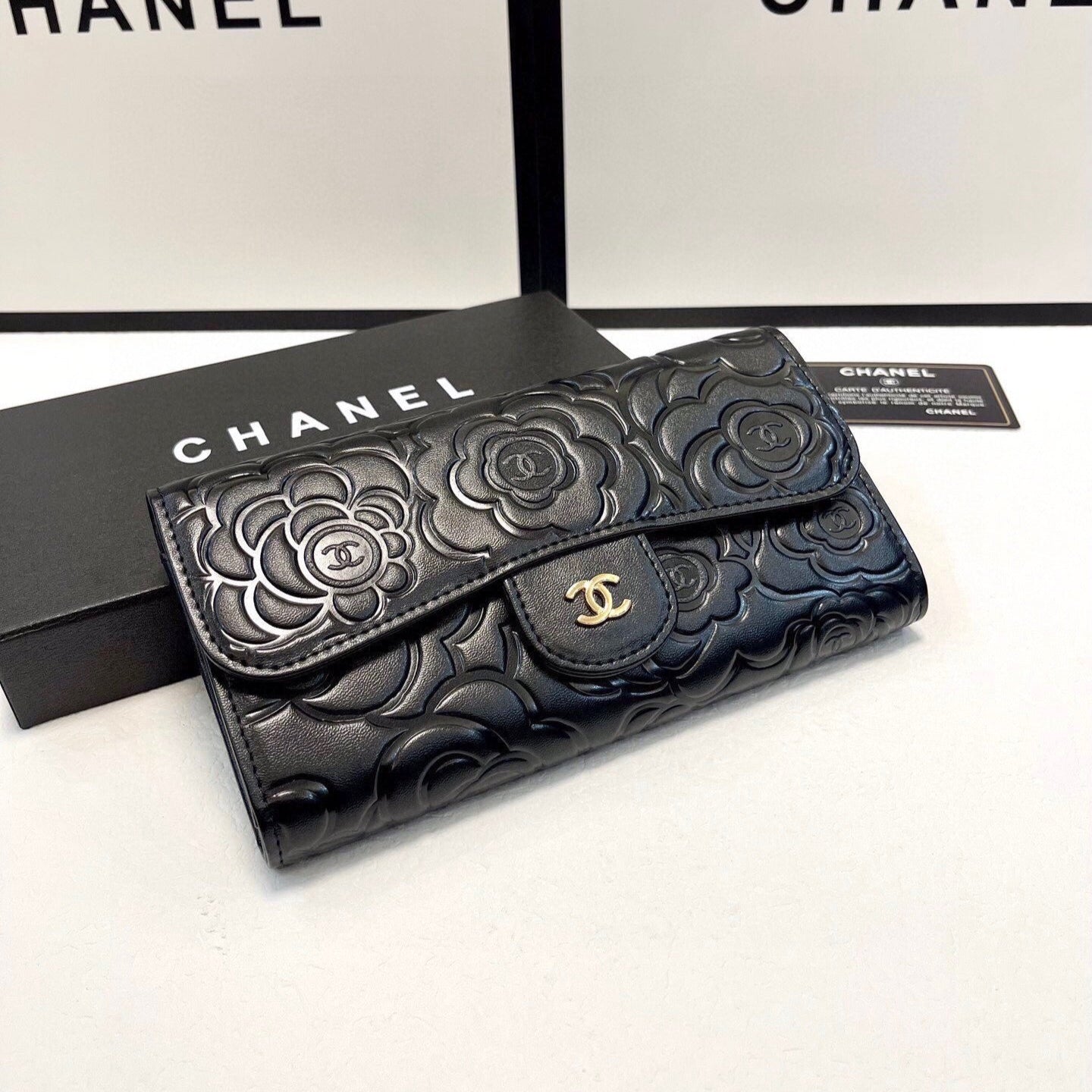 Black Leather Embossed Design Wallet