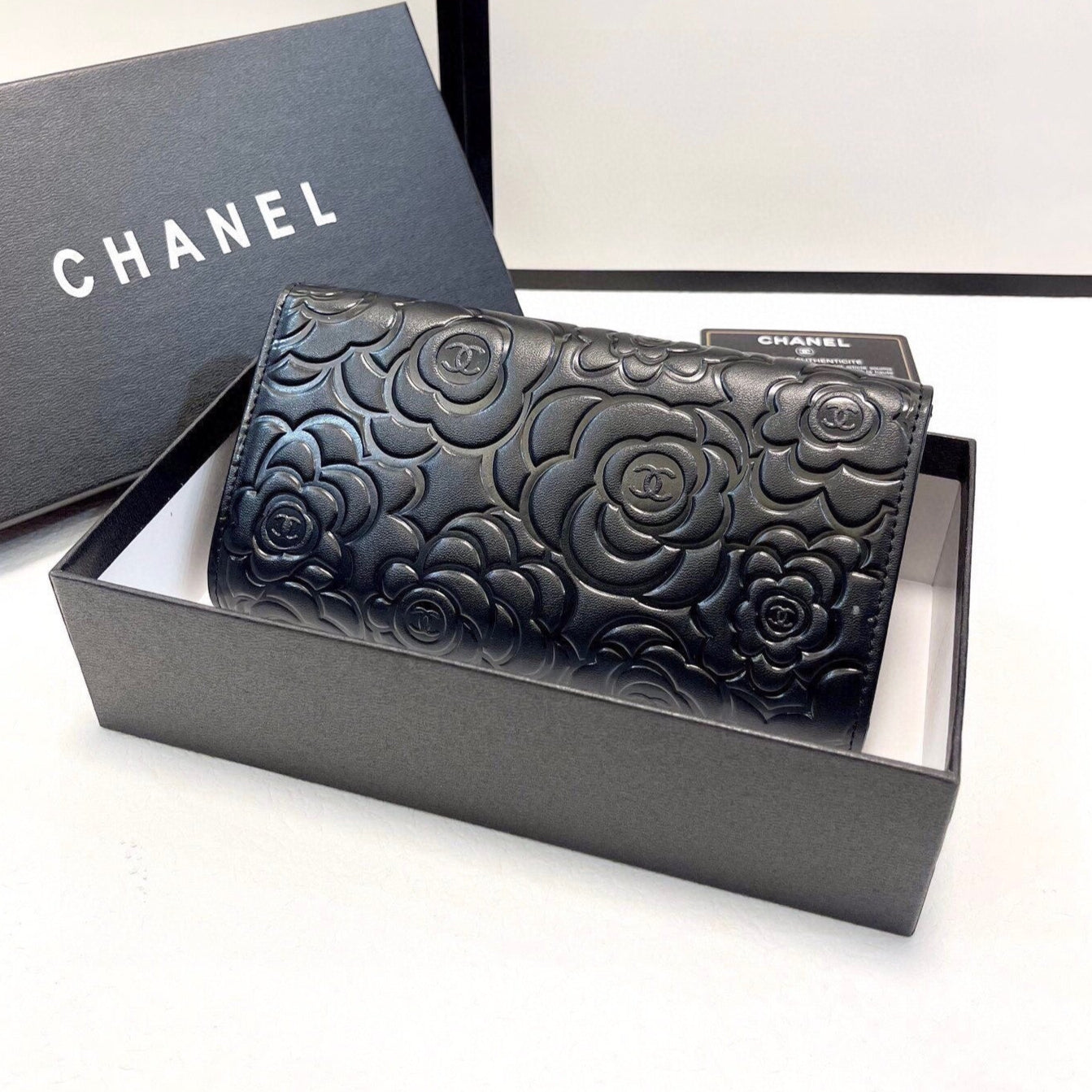 Black Leather Embossed Design Wallet