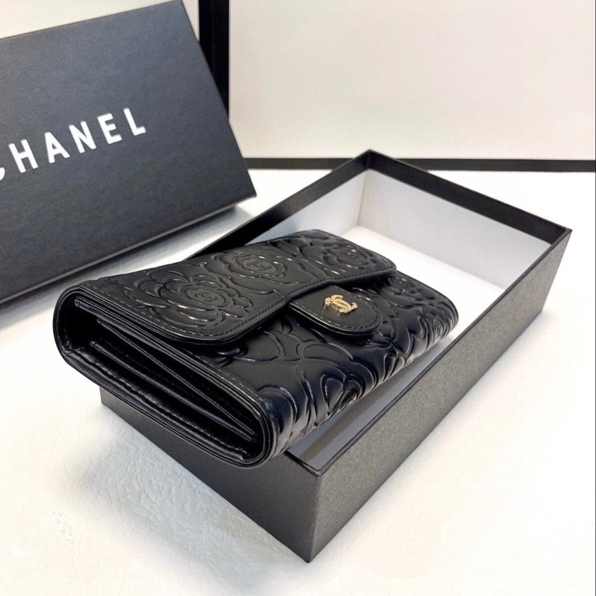Black Leather Embossed Design Wallet