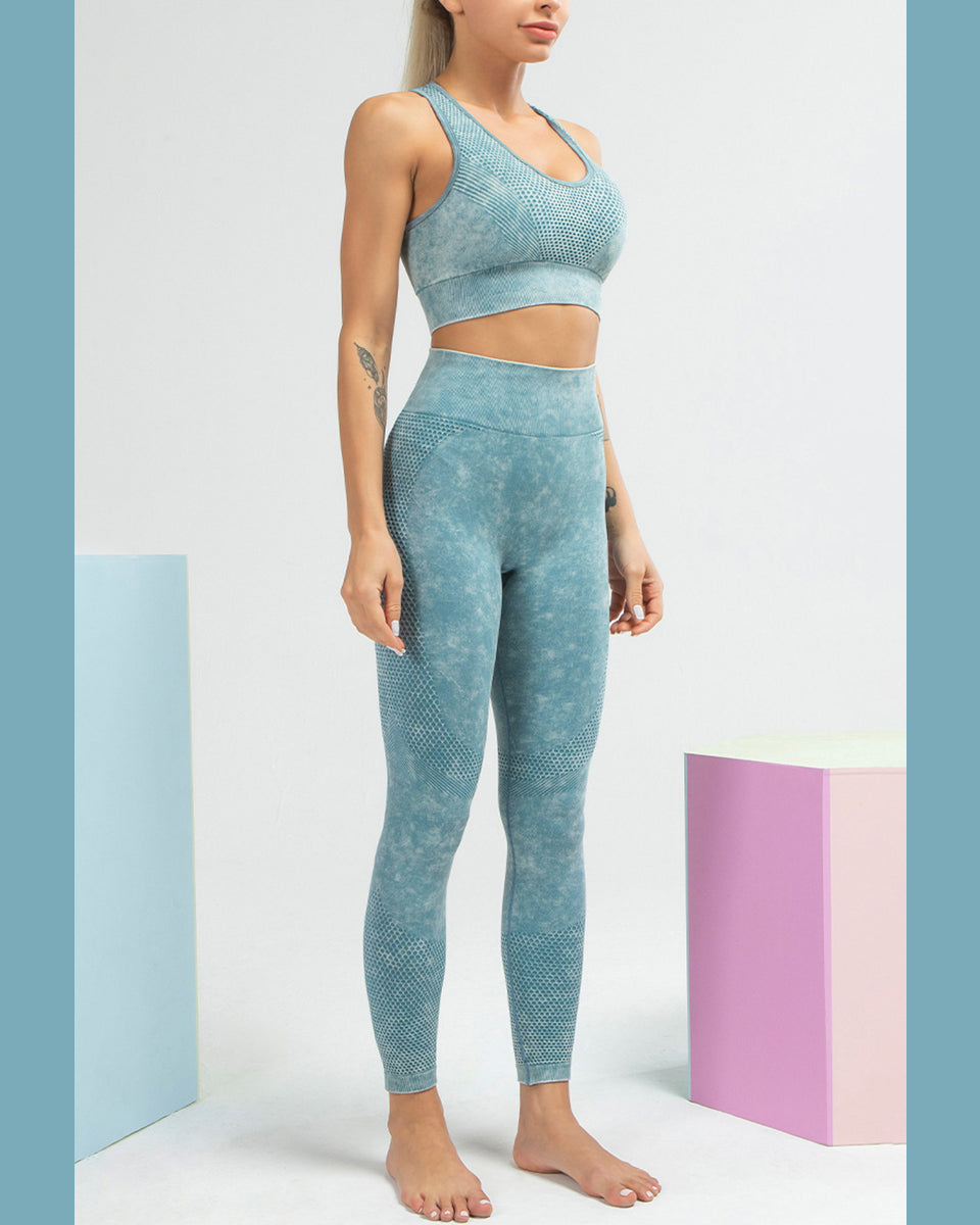 Leggings senza cuciture Infinity - Azzurro
