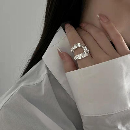 Ruched irregular open ring